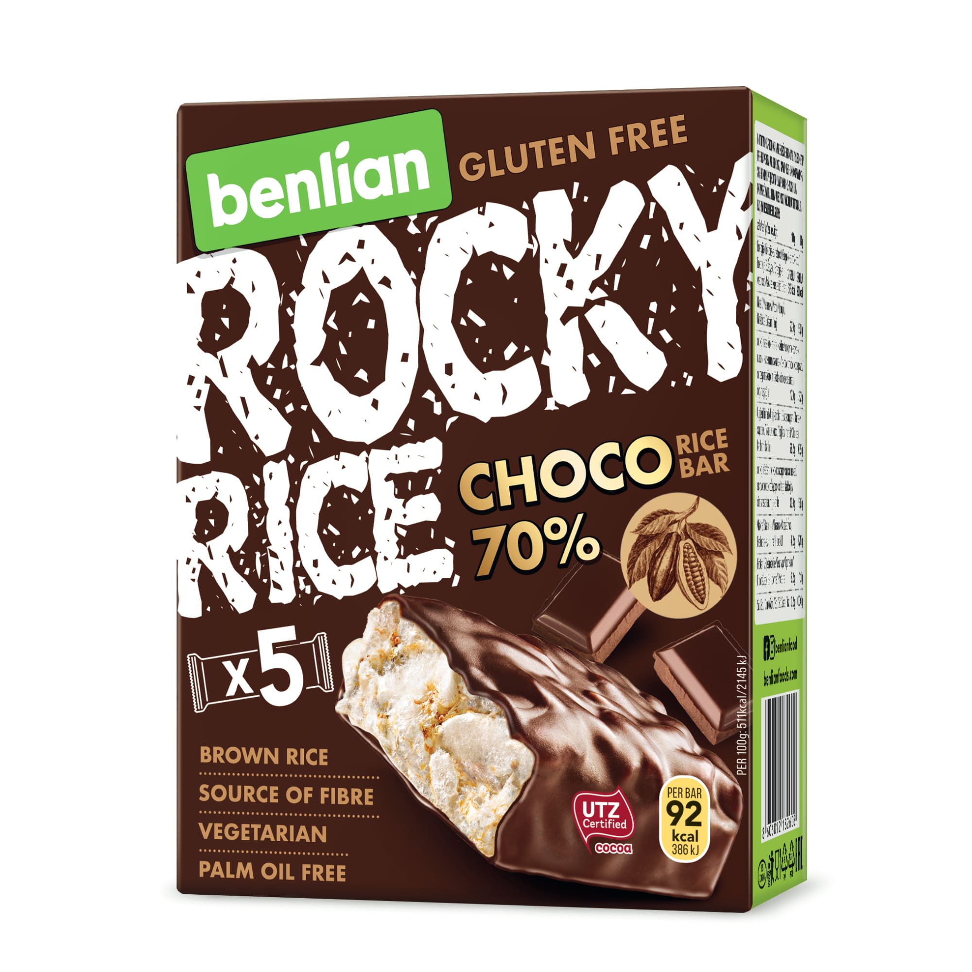Benlian barrita arroz chocolate negro 5x18g